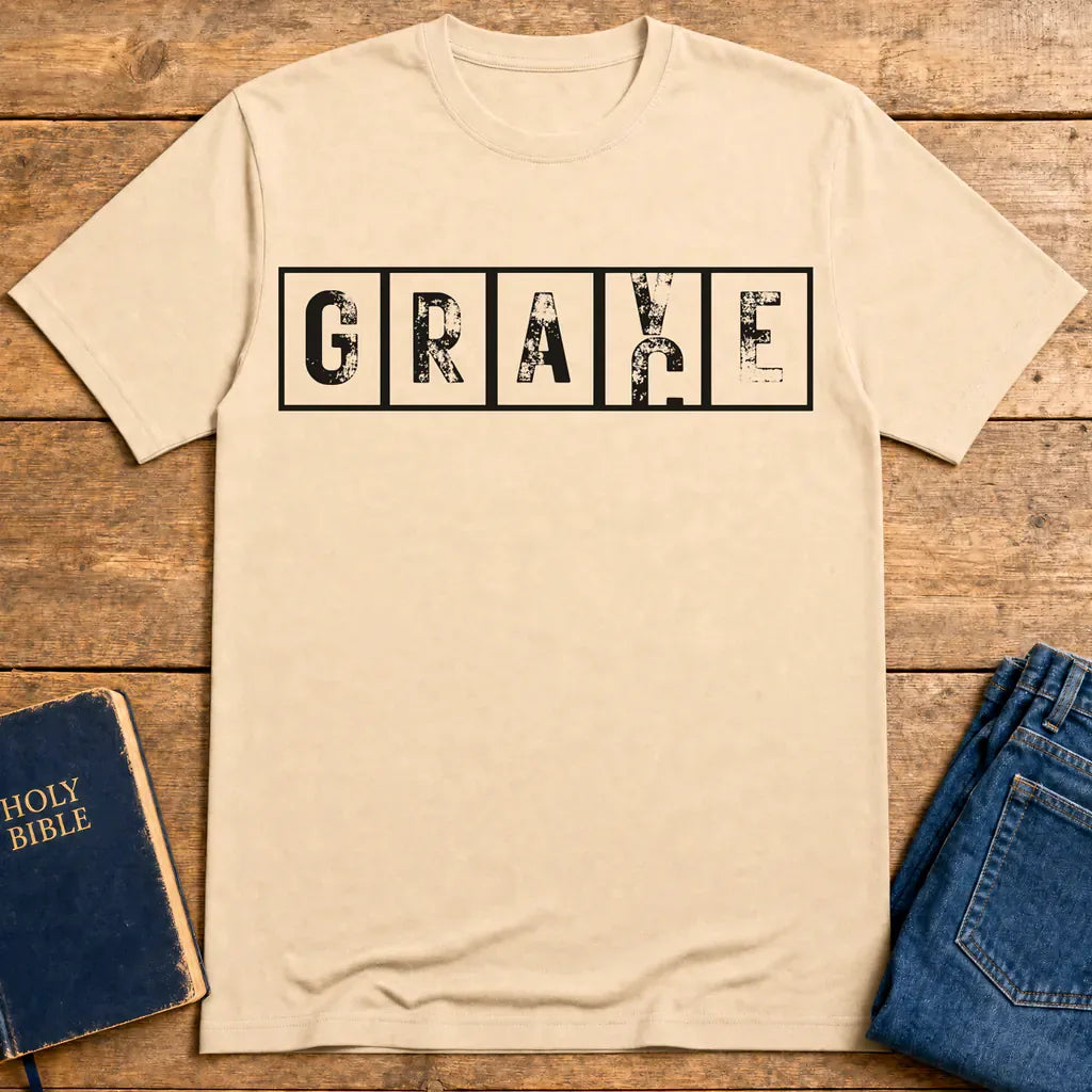 Grace Cross Blocks T-Shirt - Natural