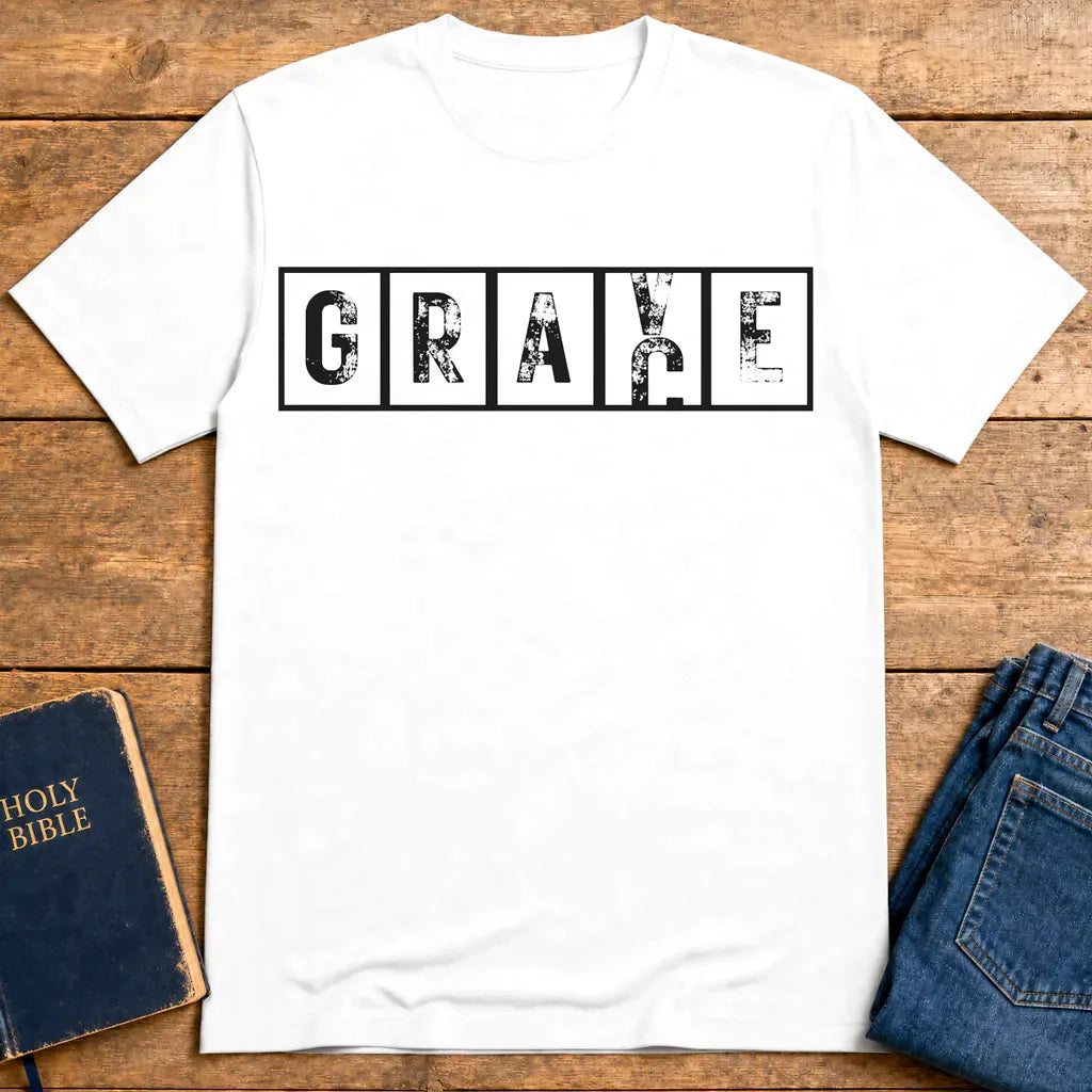 Grace Cross Blocks T-Shirt - White