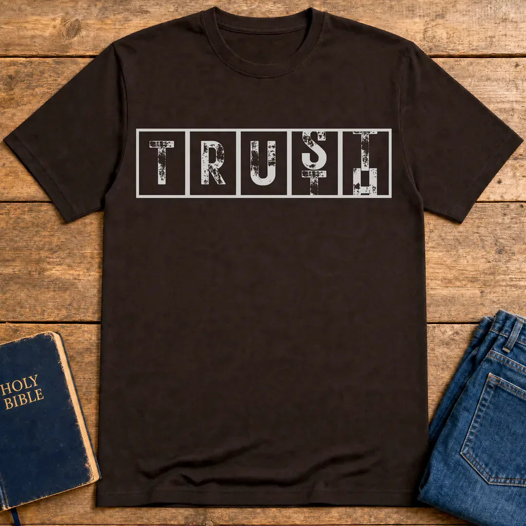 Bold TRUST Statement T-Shirt - Dark Chocolate