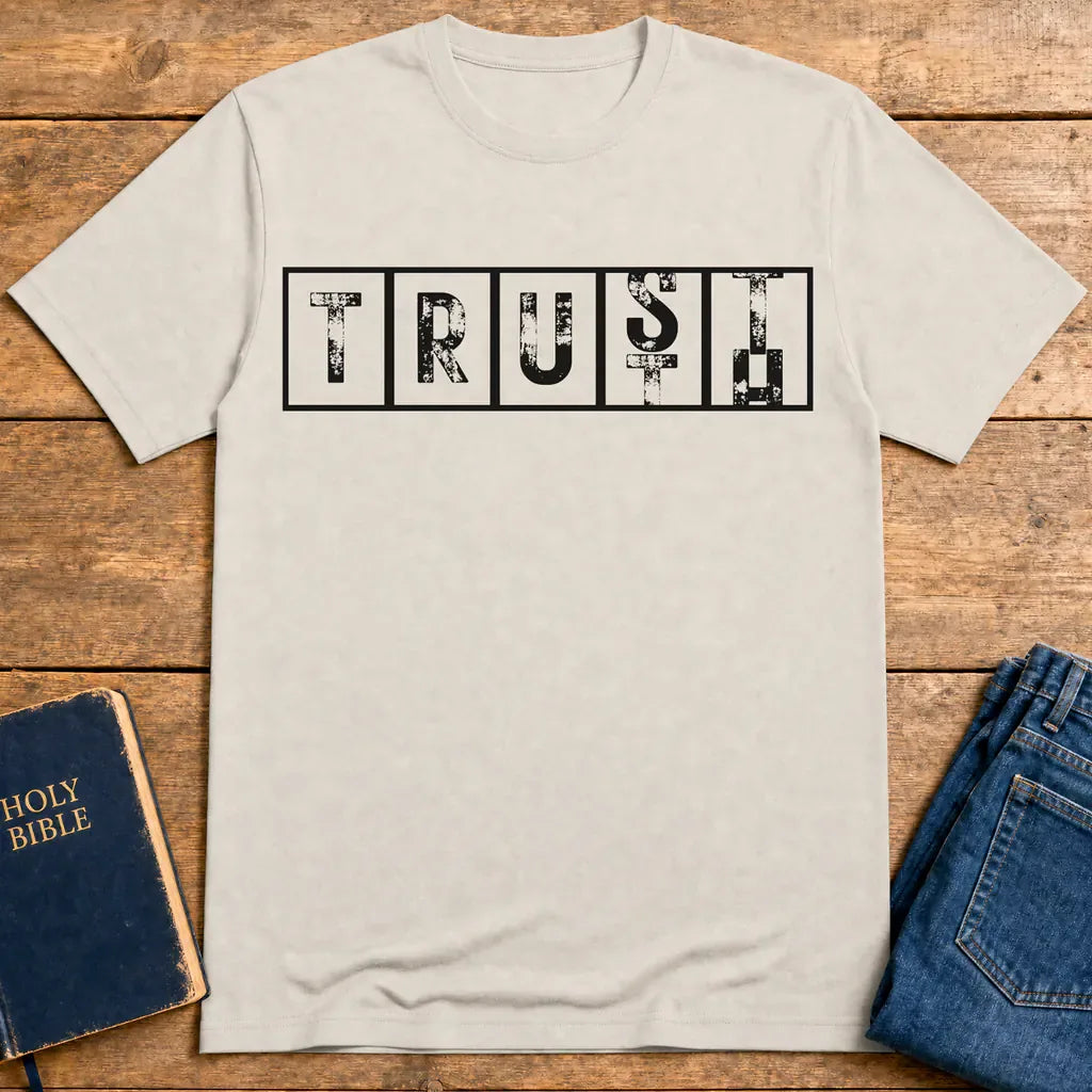 Bold TRUST Statement T-Shirt - Ice Grey
