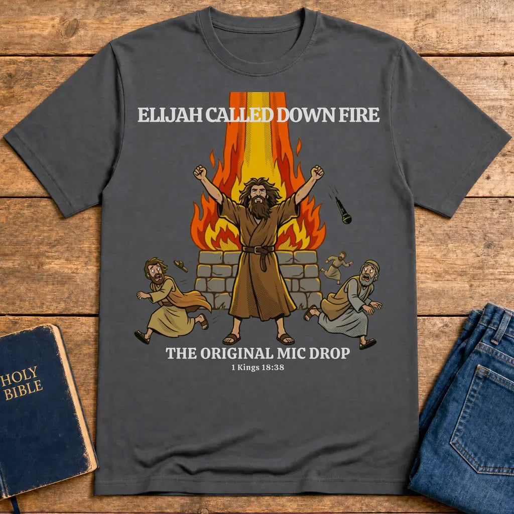Elijah’s Fire Mic Drop T-Shirt - Charcoal