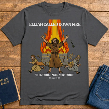 Elijah’s Fire Mic Drop T-Shirt - Charcoal