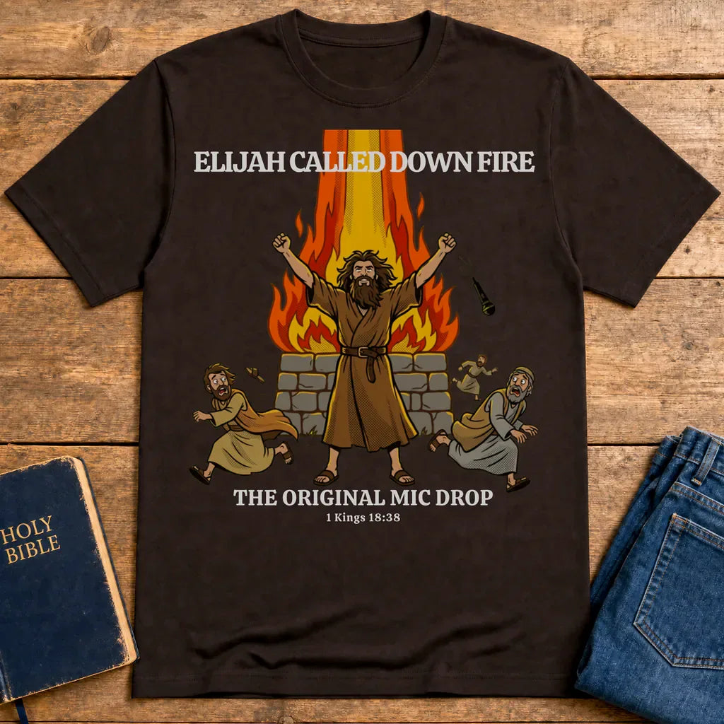 Elijah’s Fire Mic Drop T-Shirt - Dark Chocolate