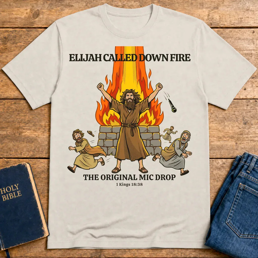 Elijah’s Fire Mic Drop T-Shirt - Ice Grey