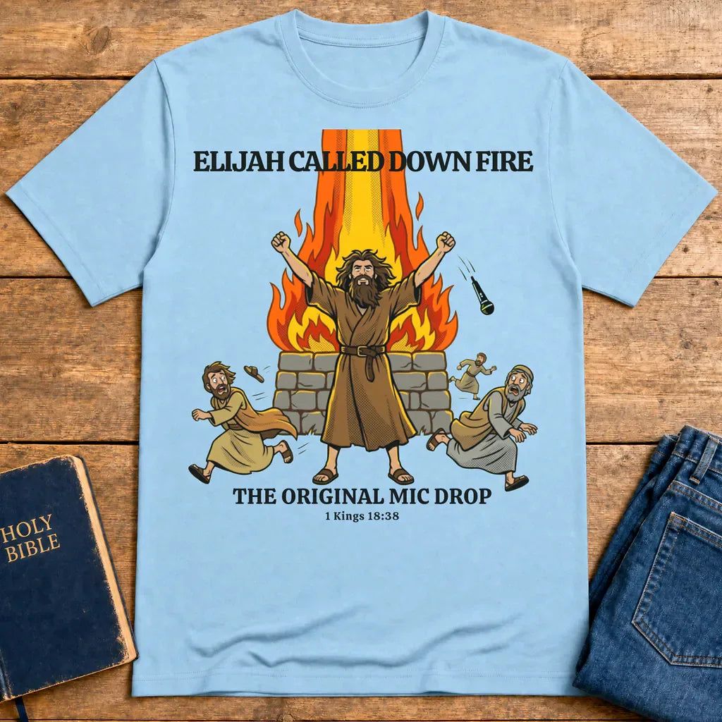 Elijah’s Fire Mic Drop T-Shirt - Light Blue