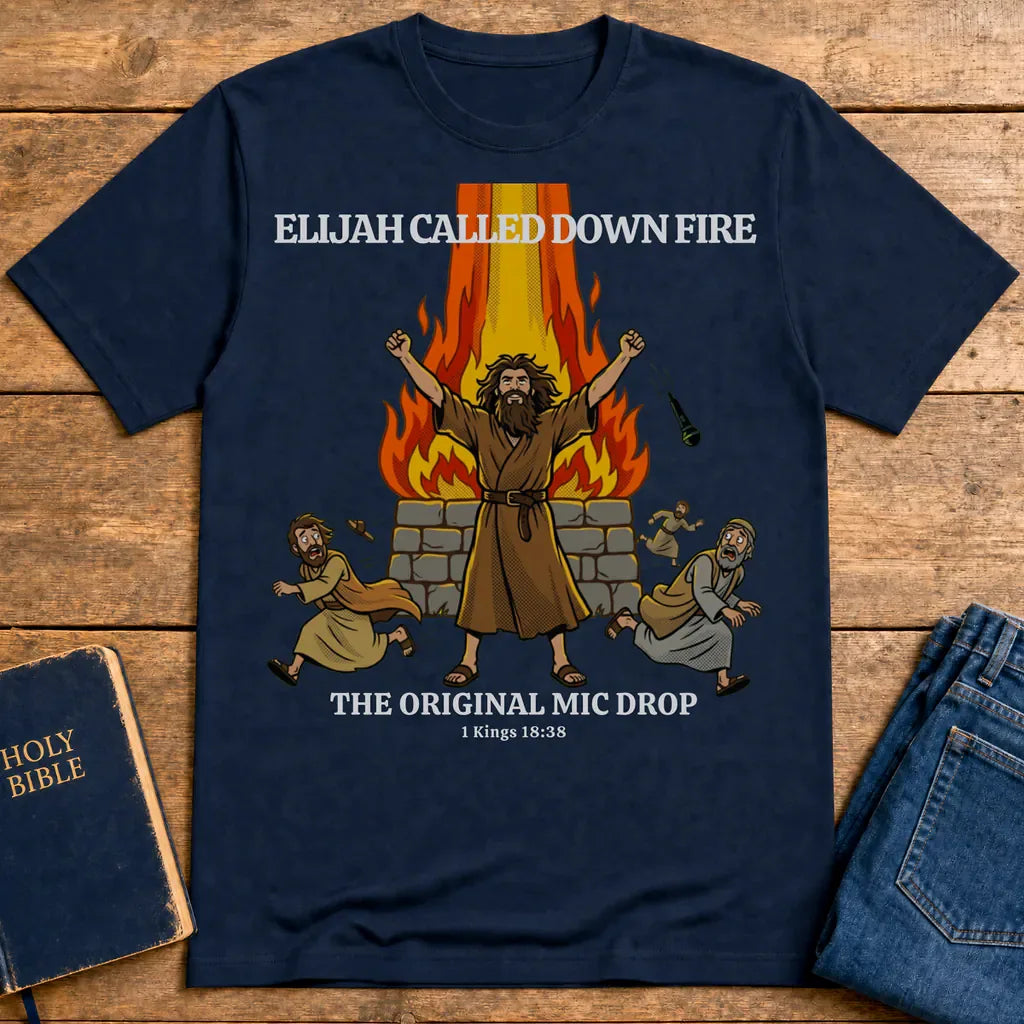 Elijah’s Fire Mic Drop T-Shirt - Navy