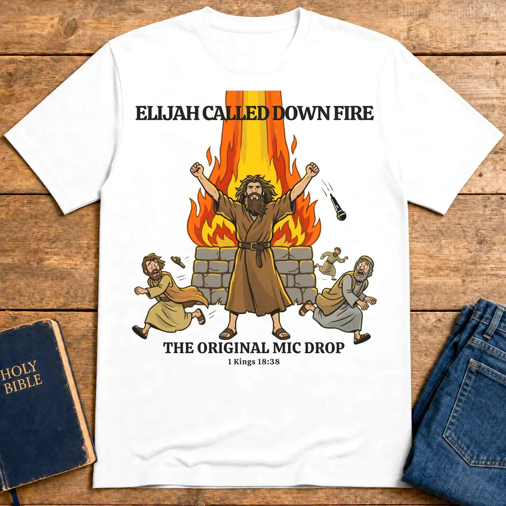 Elijah’s Fire Mic Drop T-Shirt - White