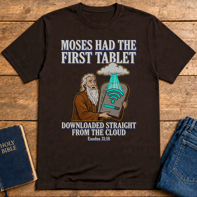 First Tablet from the Cloud T-Shirt - Dark Chocolate