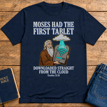 First Tablet from the Cloud T-Shirt - Navy