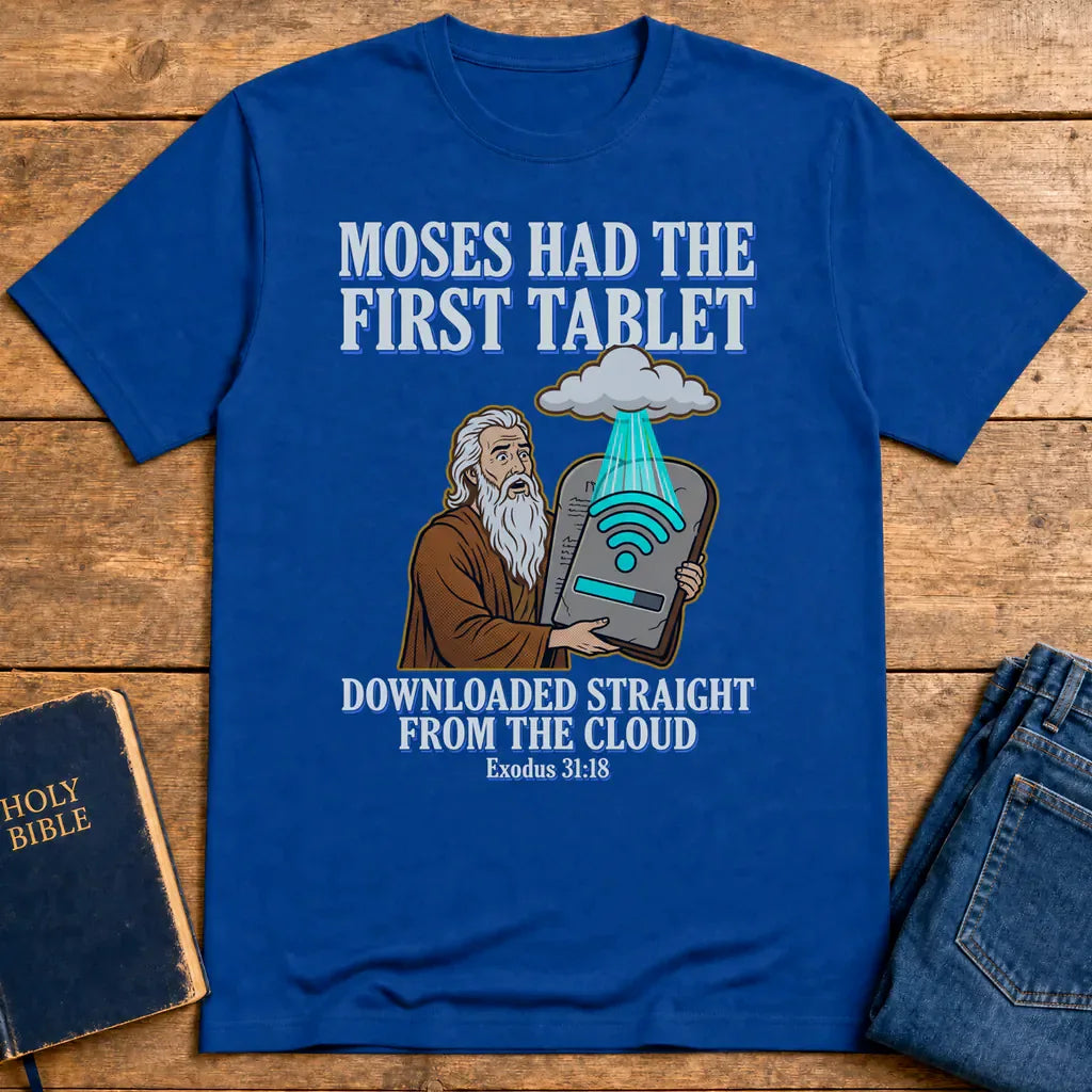 First Tablet from the Cloud T-Shirt - Royal