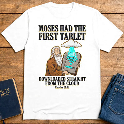 First Tablet from the Cloud T-Shirt - White
