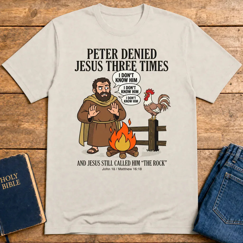 Peter Denied Jesus T-Shirt - Ice Grey