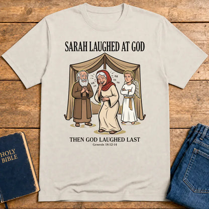Sarah Laughed at God T-Shirt - Ice Grey