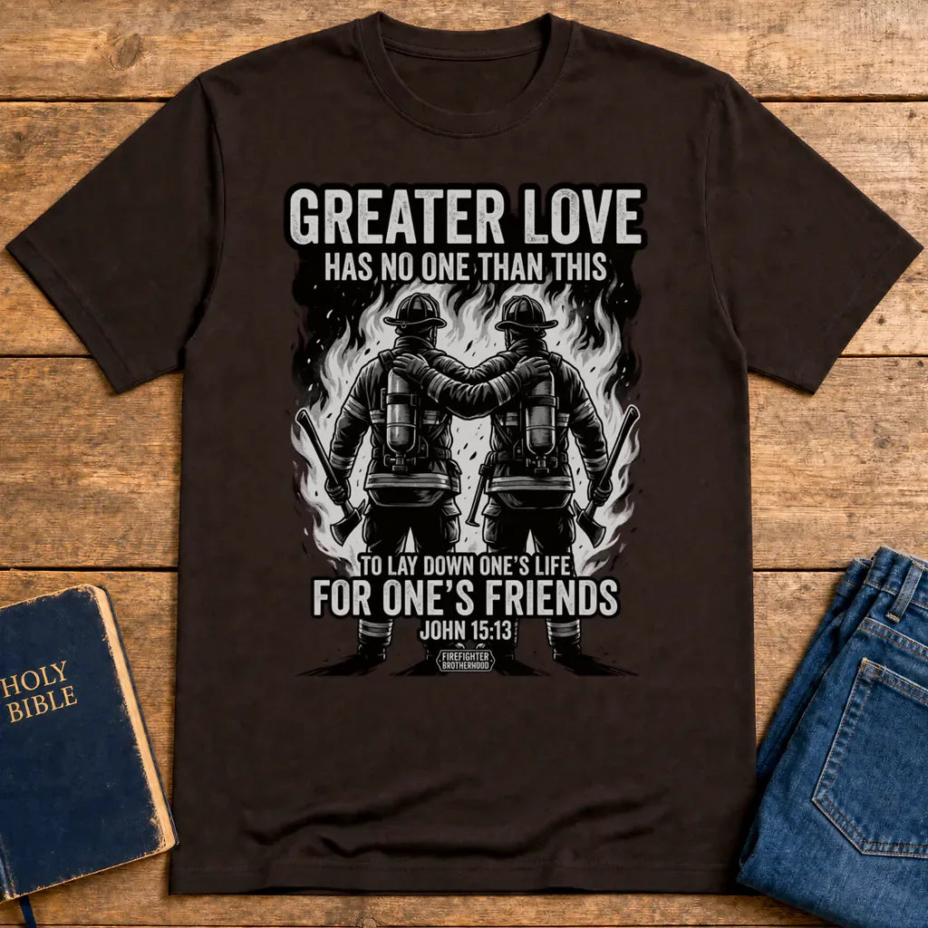 Greater Love Firefighter T-Shirt - Dark Chocolate