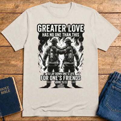 Greater Love Firefighter T-Shirt - Ice Grey