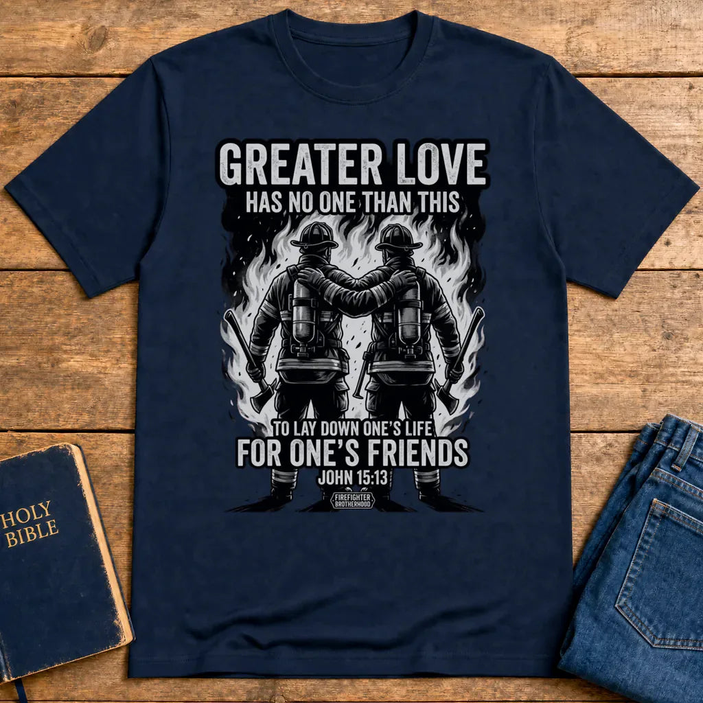 Greater Love Firefighter T-Shirt - Navy