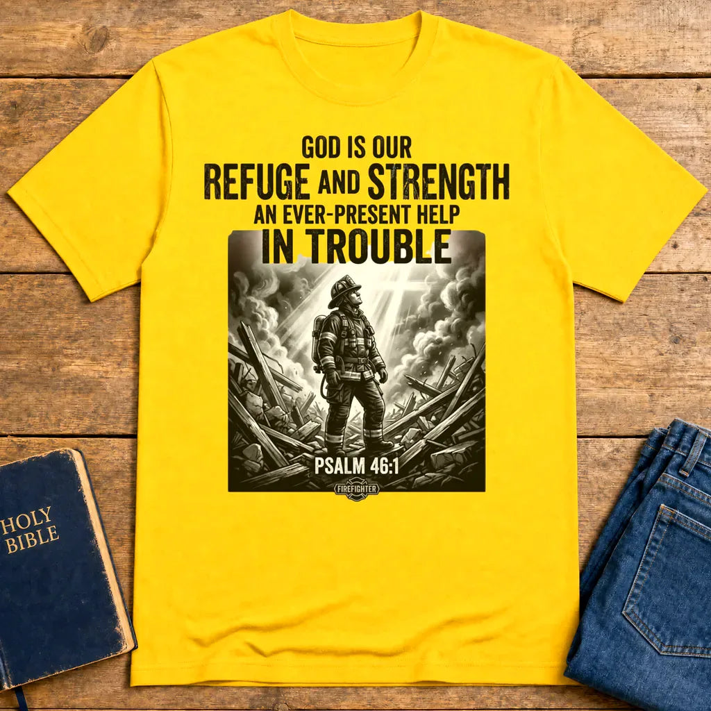 Firefighter Psalm 46:1 T-Shirt - Daisy