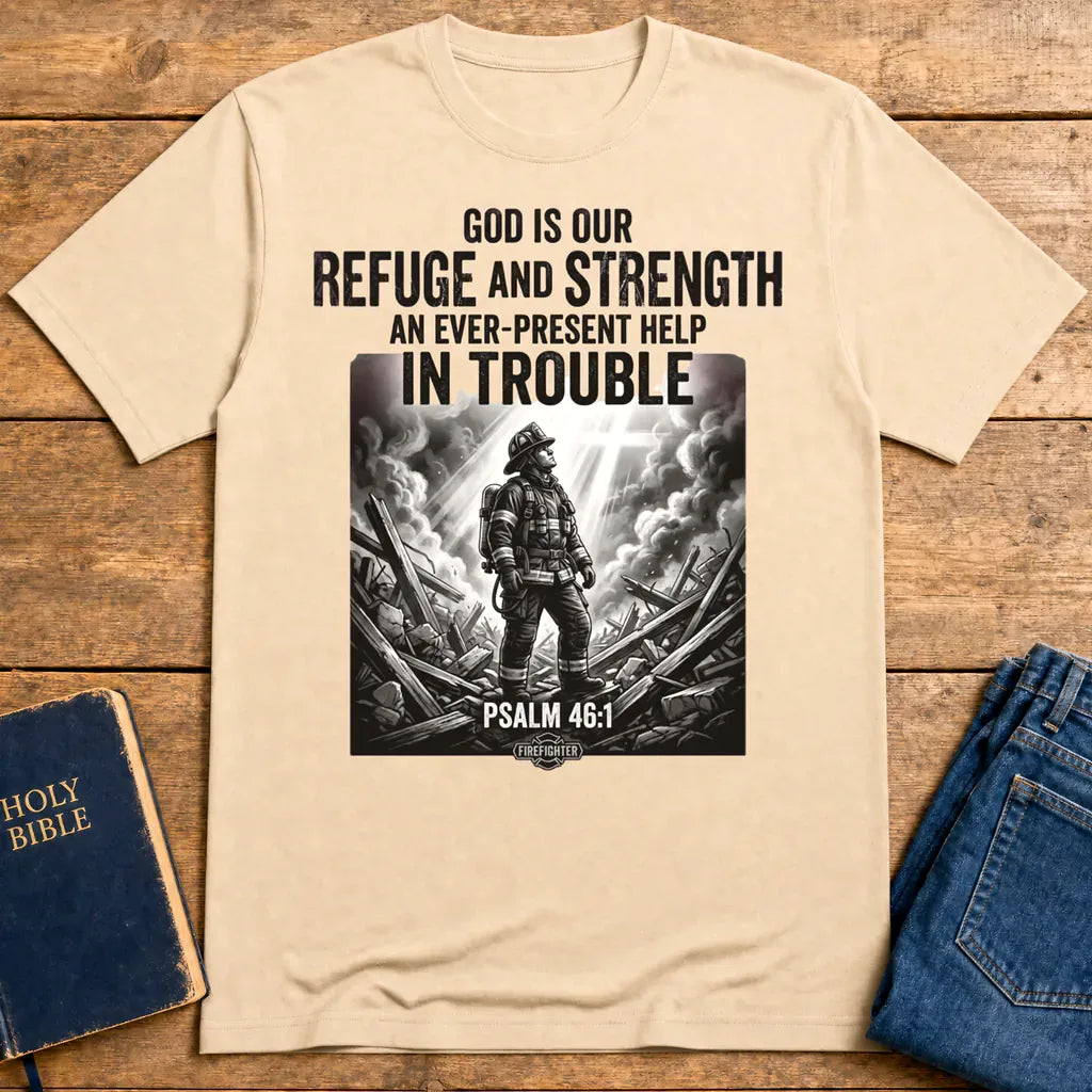 Firefighter Psalm 46:1 T-Shirt - Natural