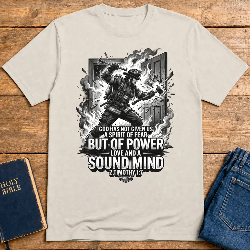 Fearless Firefighter Faith T-Shirt - Ice Grey