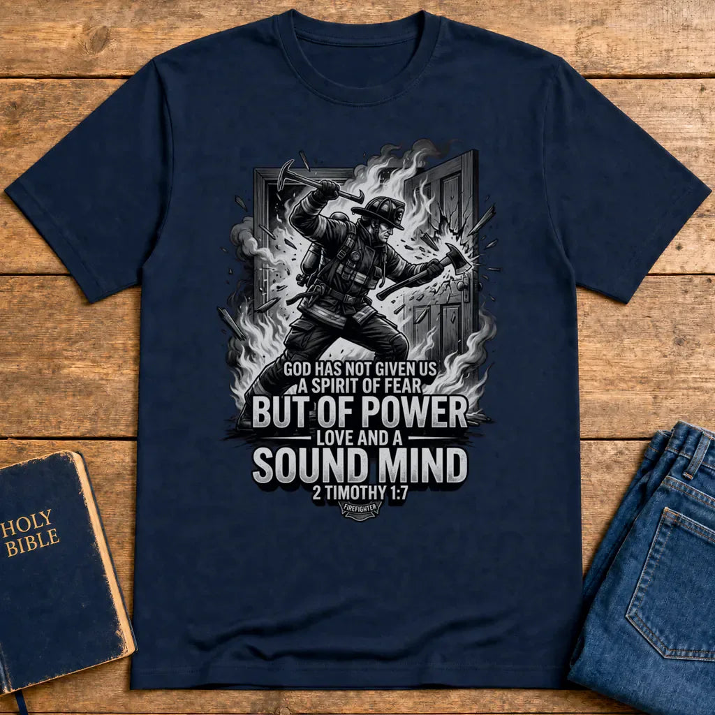 Fearless Firefighter Faith T-Shirt - Navy