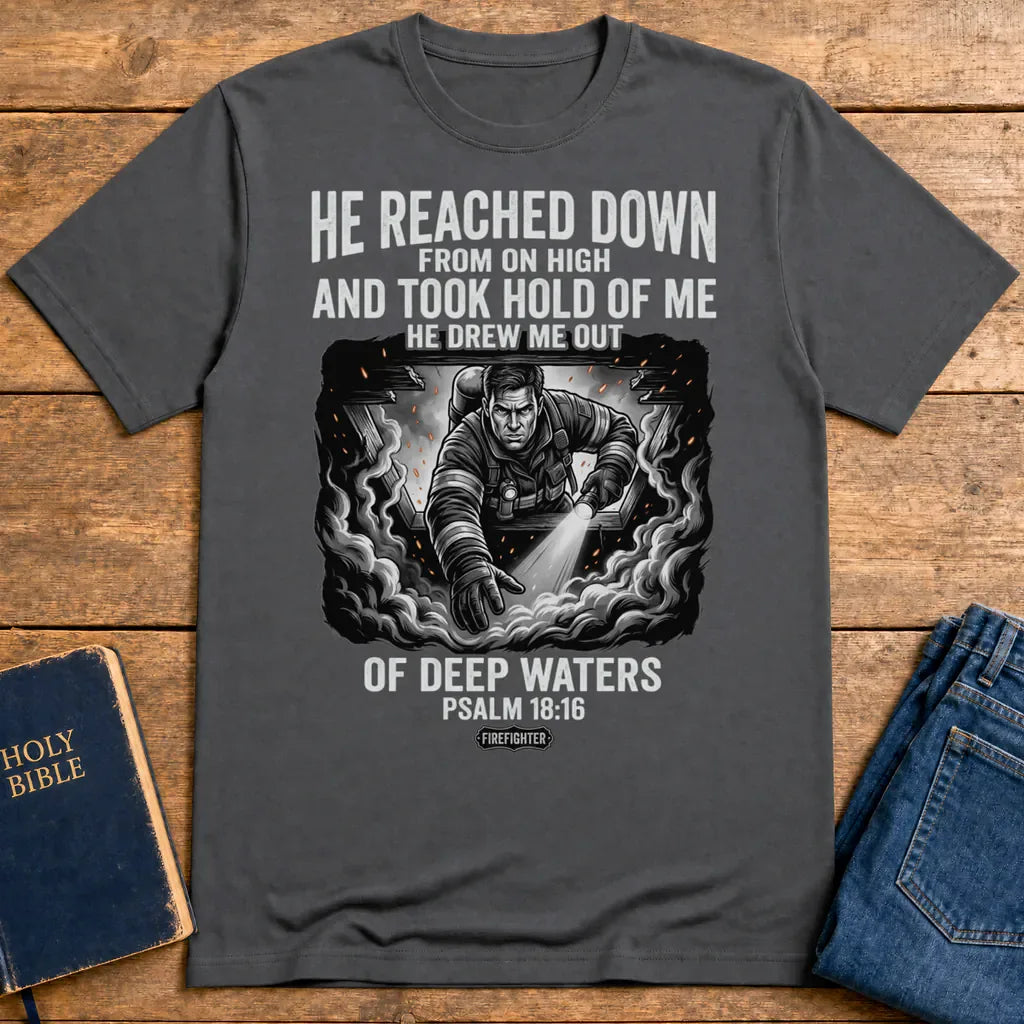 Rescued by Faith T-Shirt - Charcoal