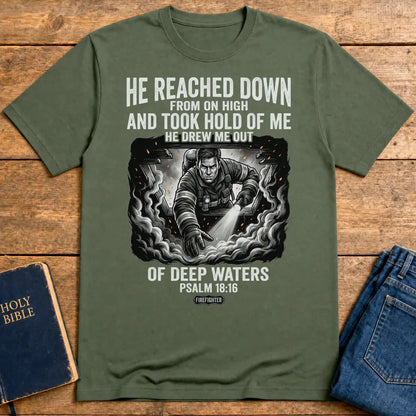 Rescued by Faith T-Shirt - Military Green