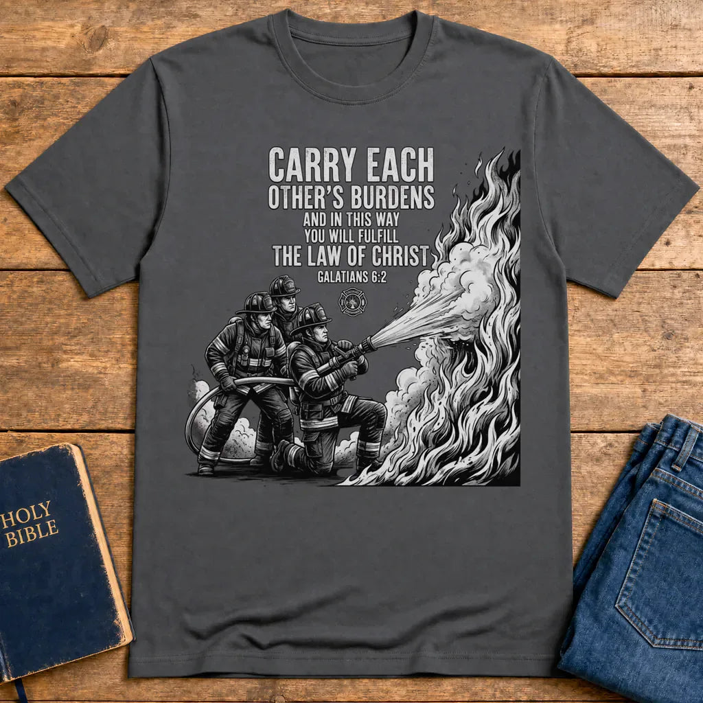 Law of Christ Firefighter T-Shirt - Charcoal
