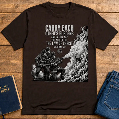 Law of Christ Firefighter T-Shirt - Dark Chocolate
