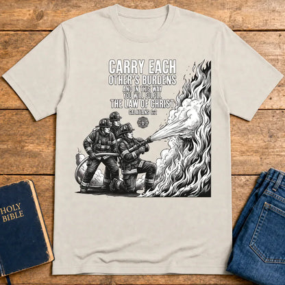 Law of Christ Firefighter T-Shirt - Ice Grey