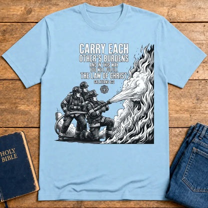 Law of Christ Firefighter T-Shirt - Light Blue