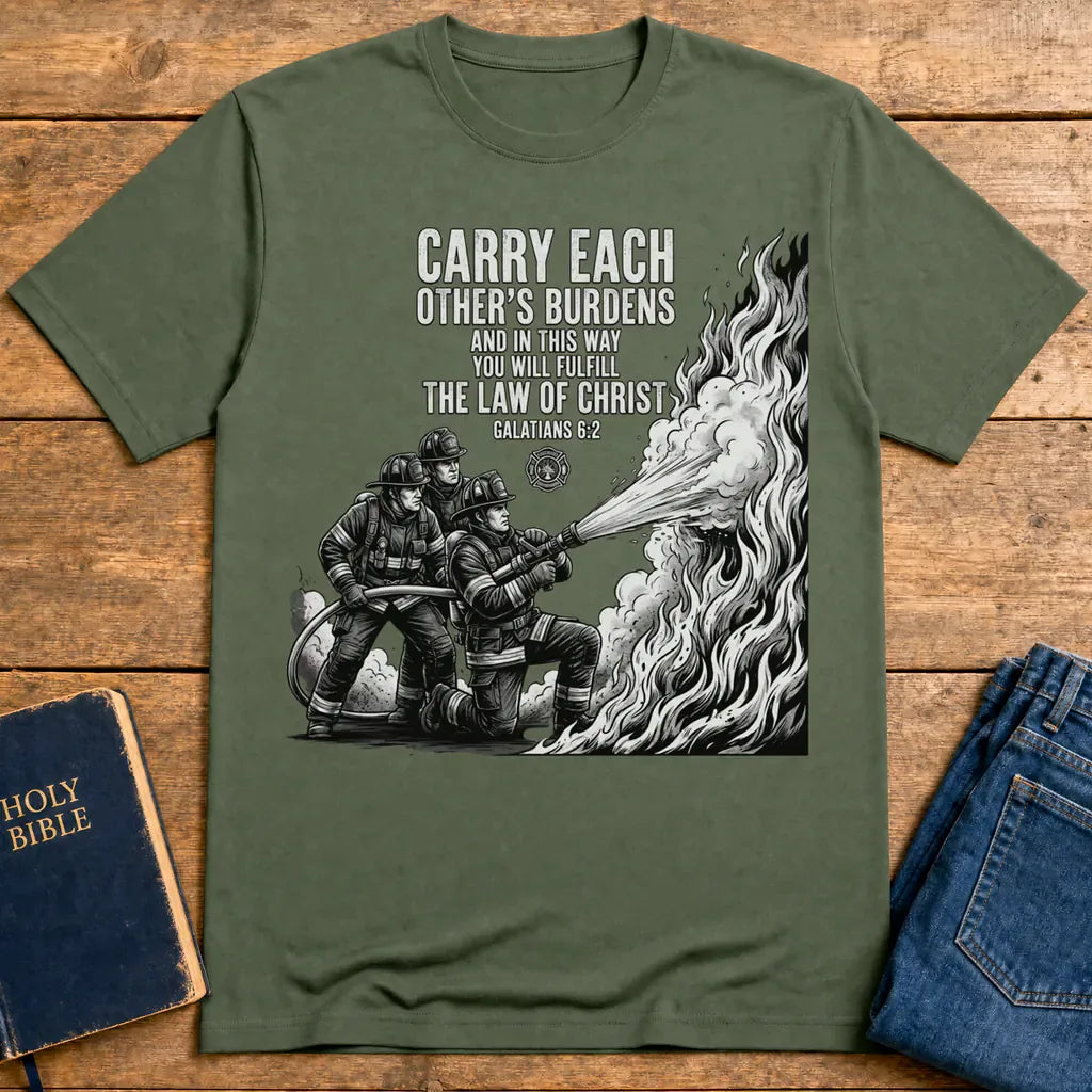 Law of Christ Firefighter T-Shirt - Military Green