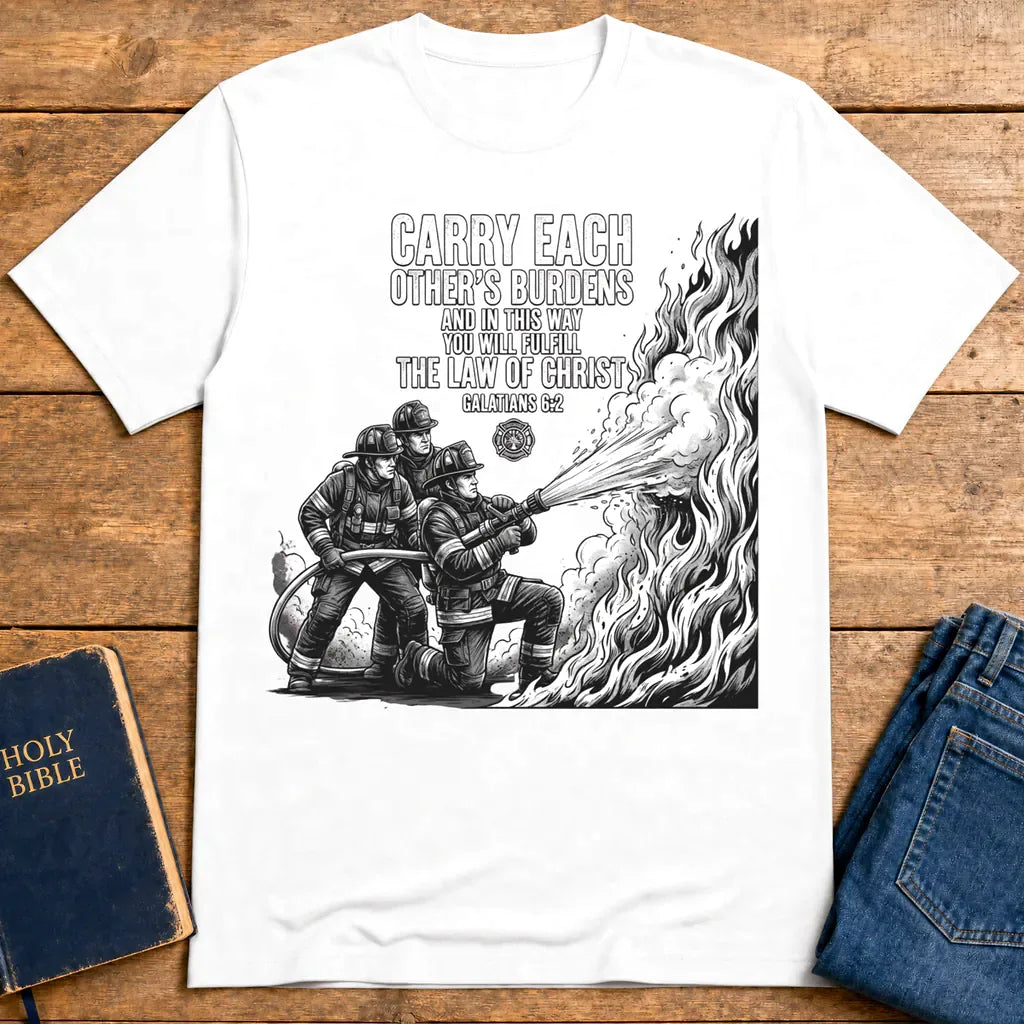 Law of Christ Firefighter T-Shirt - White