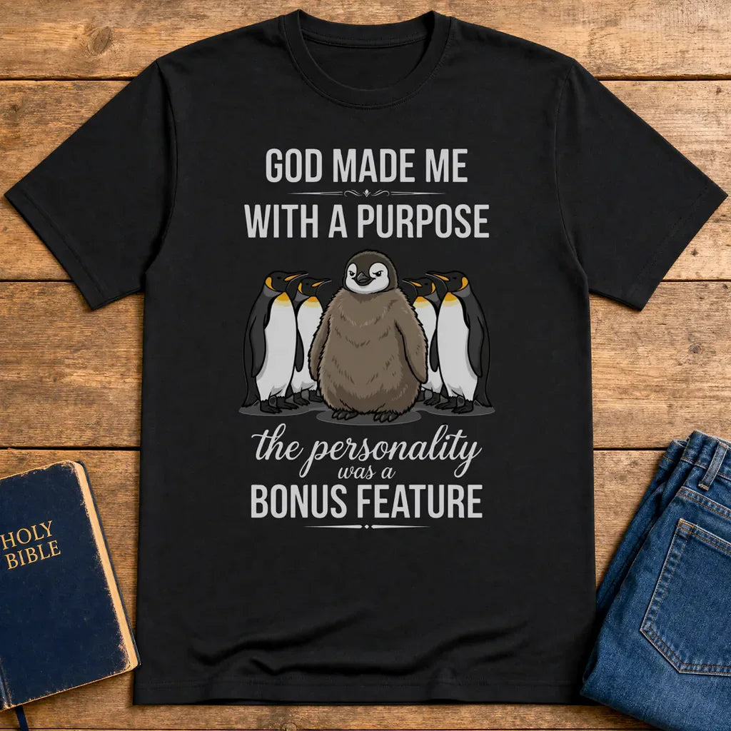 Purpose and Personality Penguin T-Shirt - Black