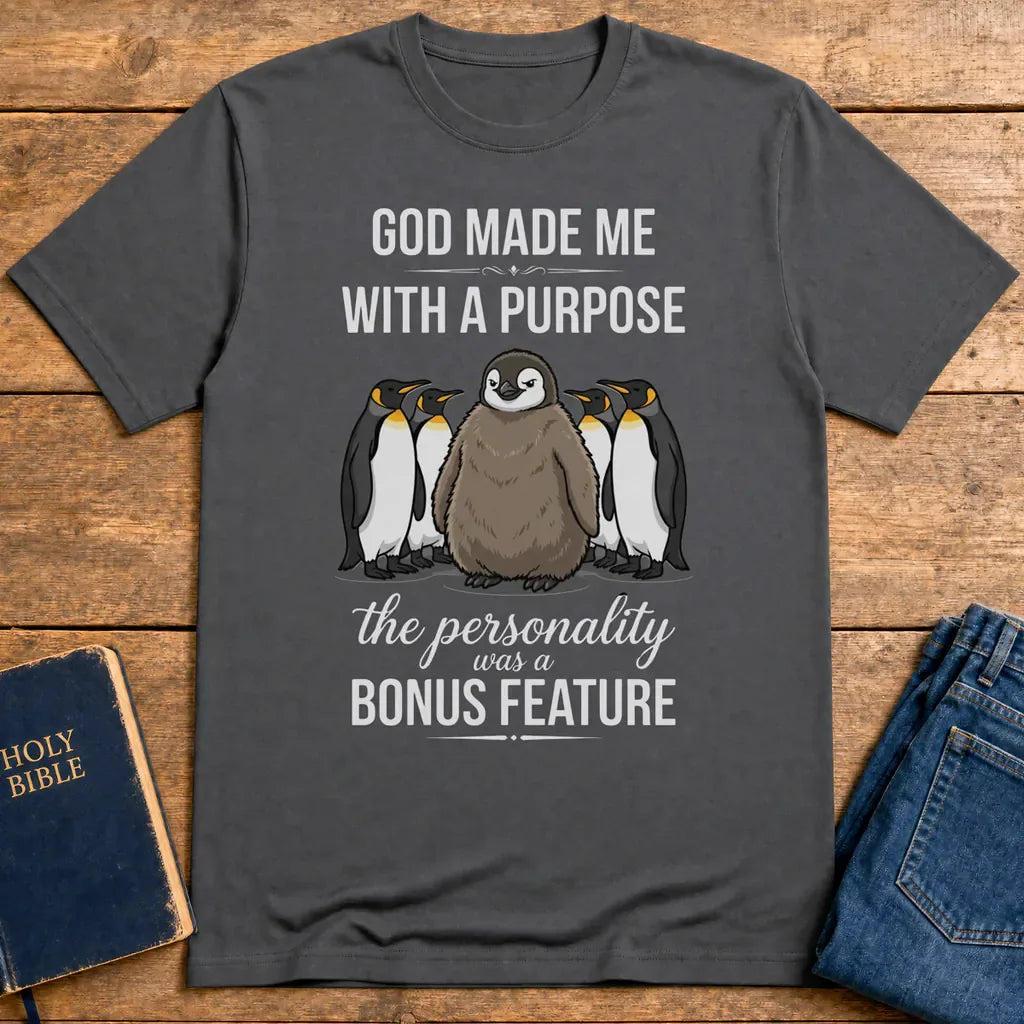 Purpose and Personality Penguin T-Shirt - Charcoal
