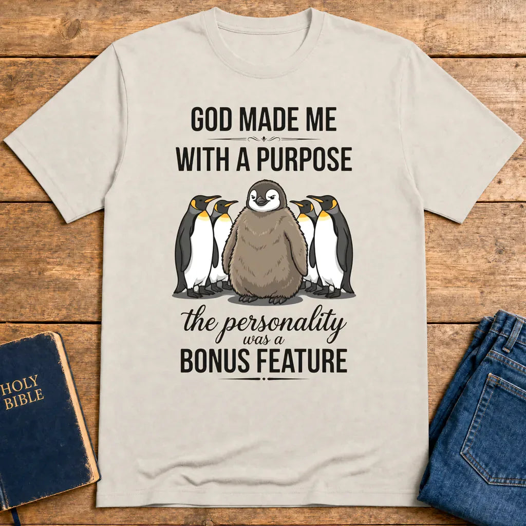 Purpose and Personality Penguin T-Shirt - Ice Grey