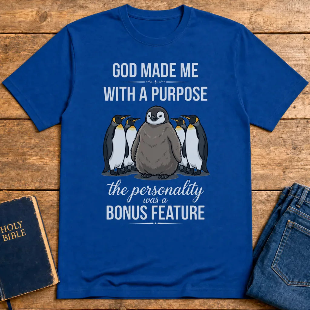 Purpose and Personality Penguin T-Shirt - Royal