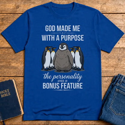 Purpose and Personality Penguin T-Shirt - Royal