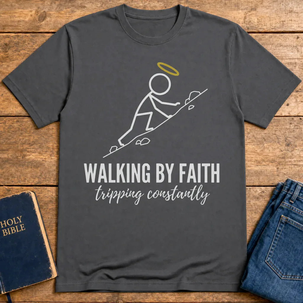 Walking by Faith T-Shirt - Charcoal