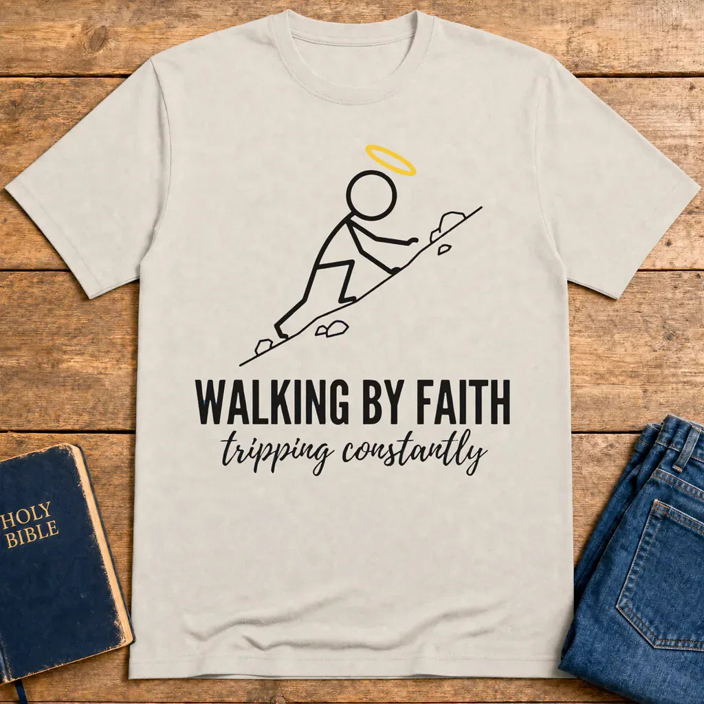 Walking by Faith T-Shirt - Ice Grey