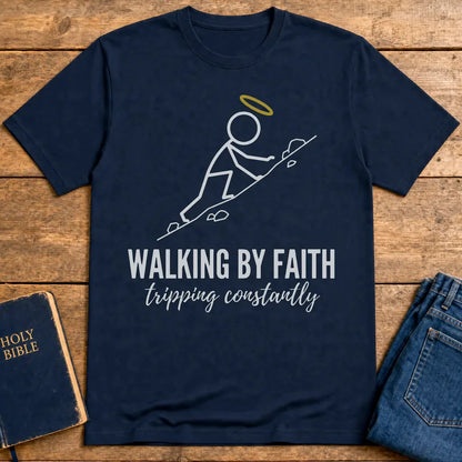Walking by Faith T-Shirt - Navy