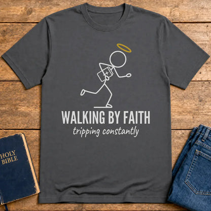 Walking by Faith T-Shirt - Charcoal