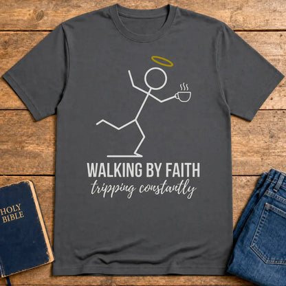 Walking by Faith T-Shirt - Charcoal