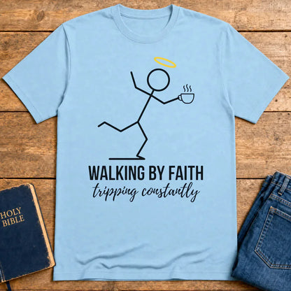 Walking by Faith T-Shirt - Light Blue