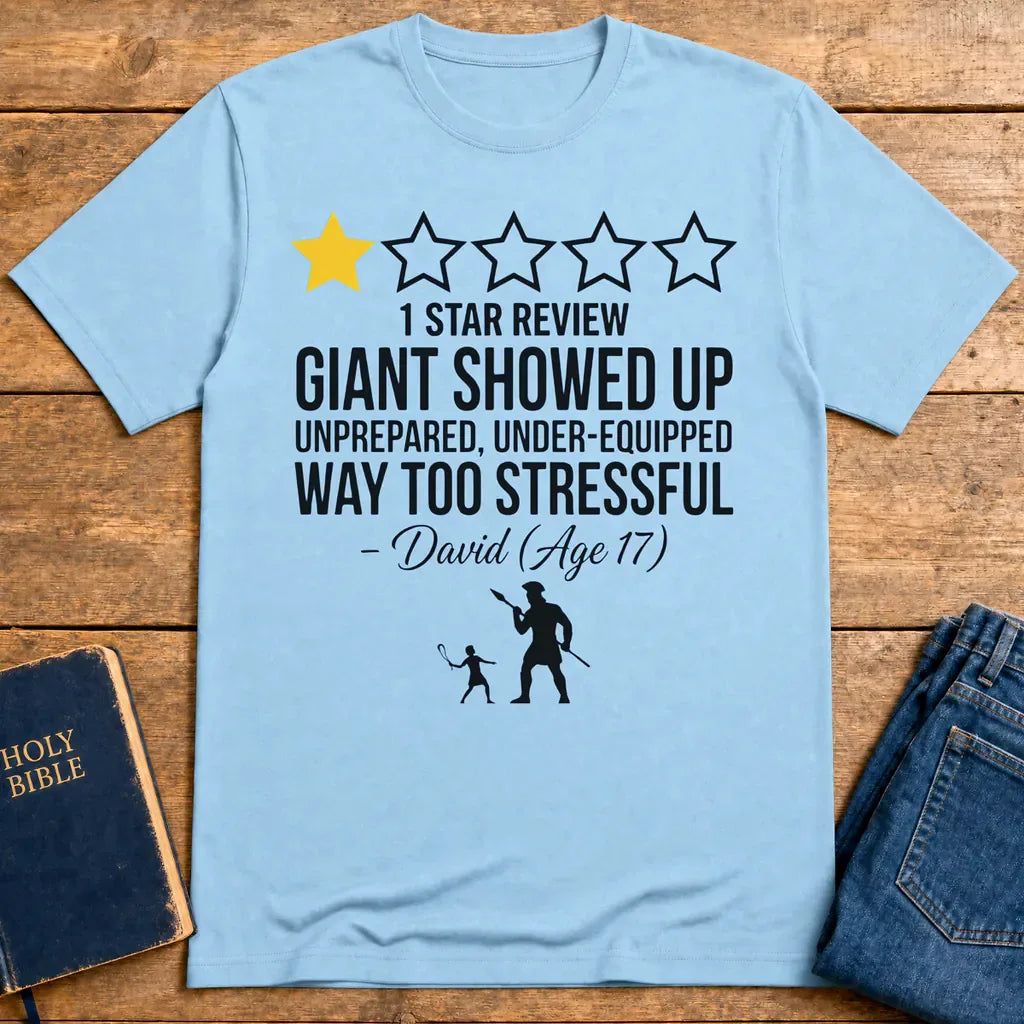 One Star Goliath Review T-Shirt - Light Blue