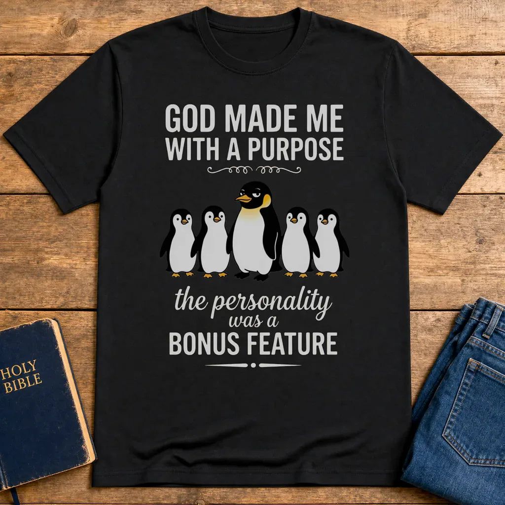 Purpose & Personality Penguin T-Shirt - Black