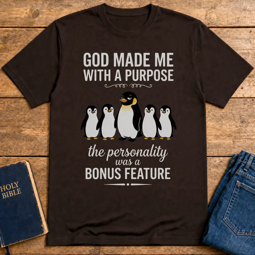 Purpose & Personality Penguin T-Shirt - Dark Chocolate