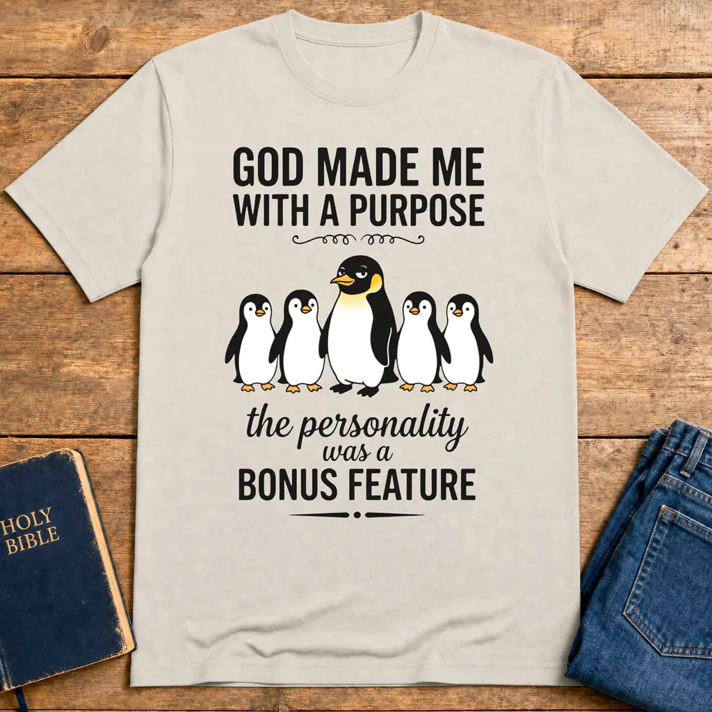 Purpose & Personality Penguin T-Shirt - Ice Grey