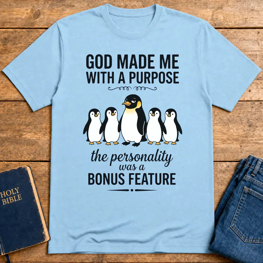 Purpose & Personality Penguin T-Shirt - Light Blue
