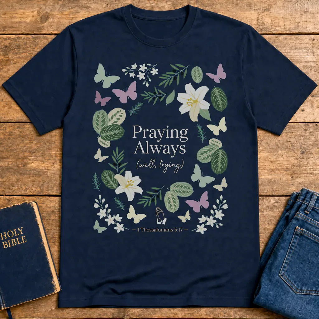Praying Always (Well, Trying) T-Shirt - Navy