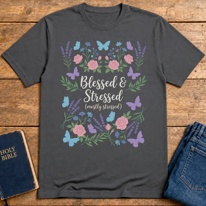 Blessed & Stressed T-Shirt - Charcoal